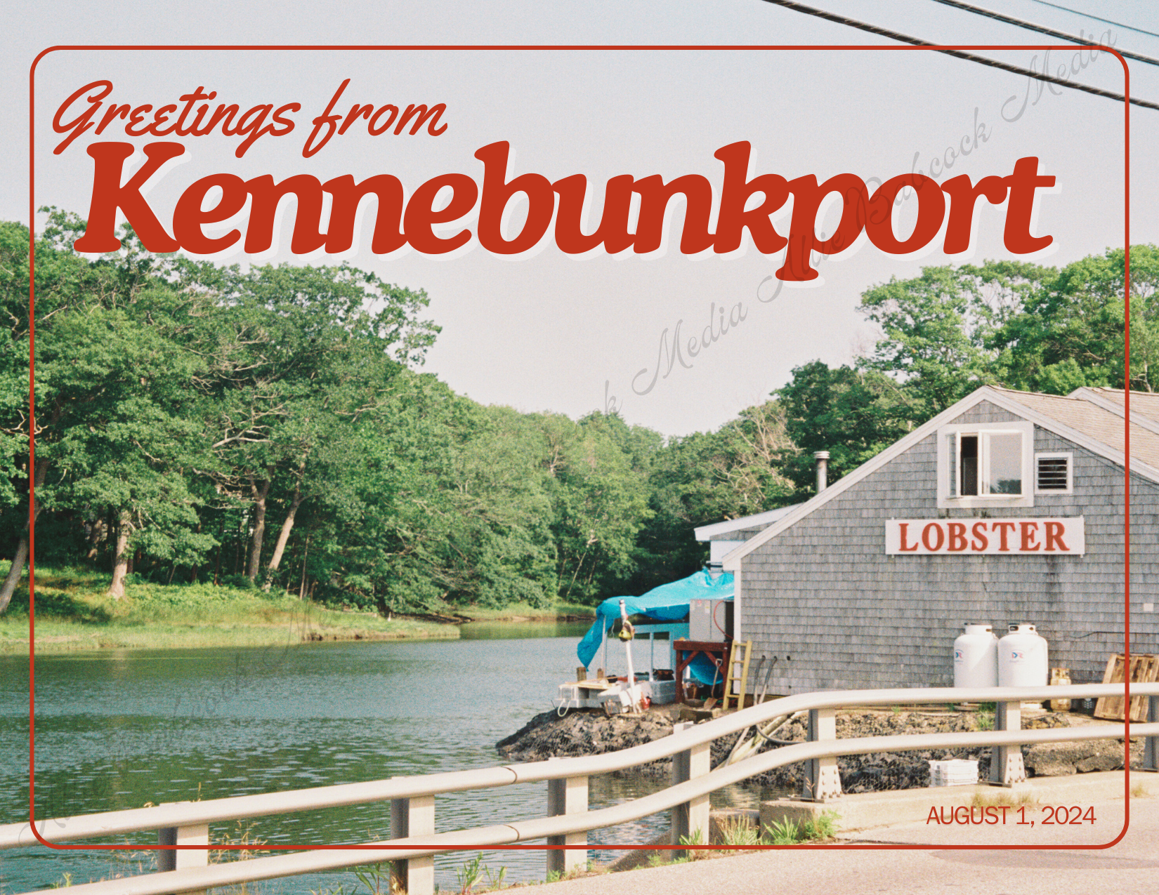 Vintage Kennebunkport Wedding Postcard Save the Date Template 1