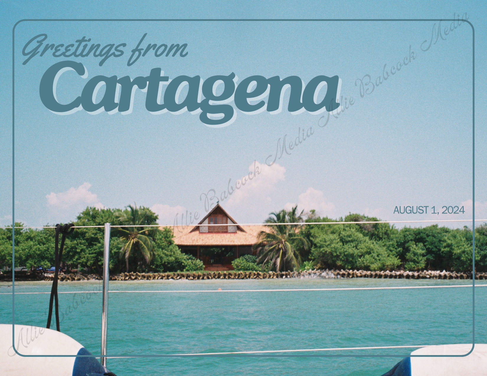 Vintage Cartagena Wedding Postcard Save the Date Template 3