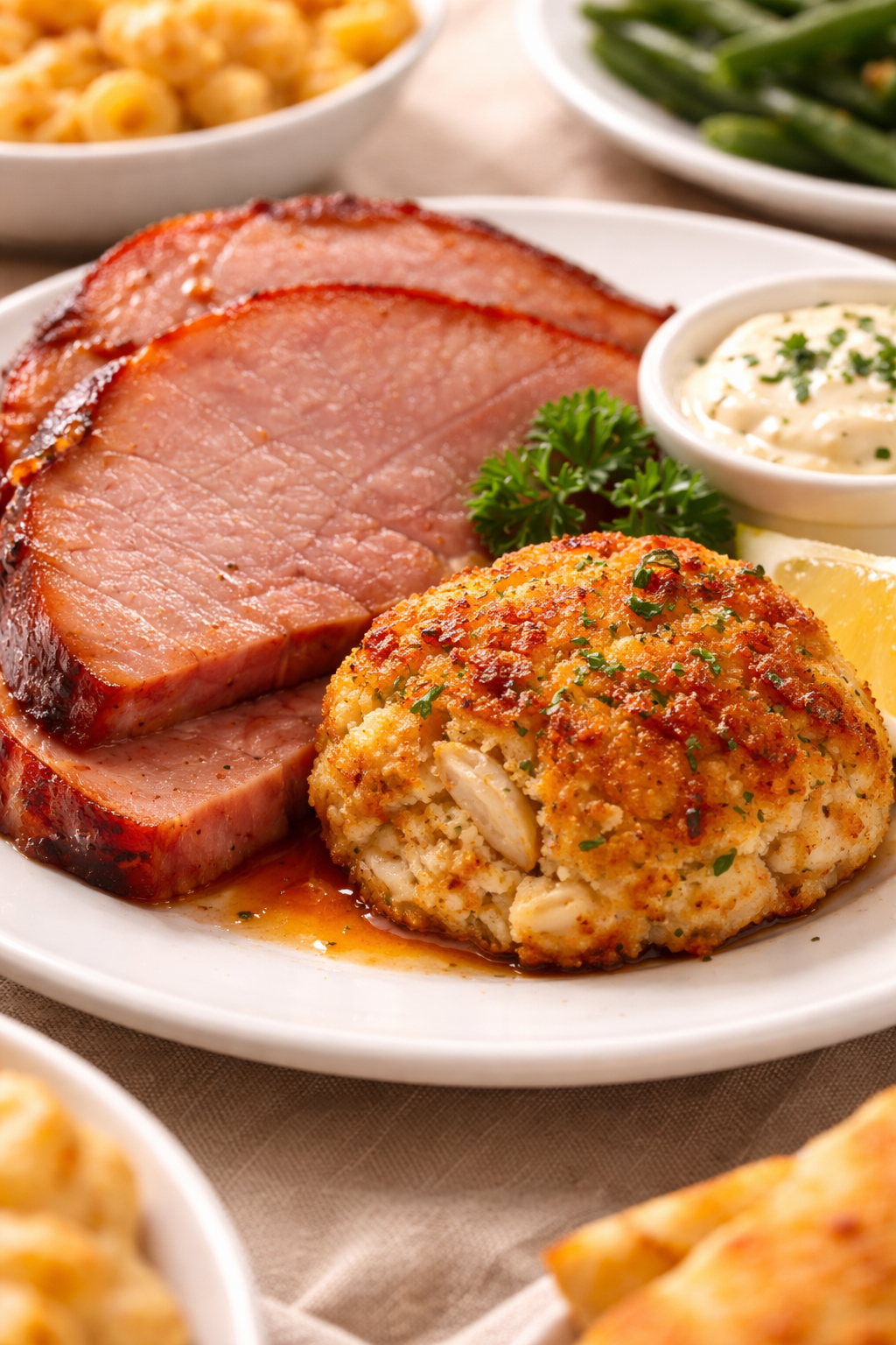 Ham and Crabcake Dinner
