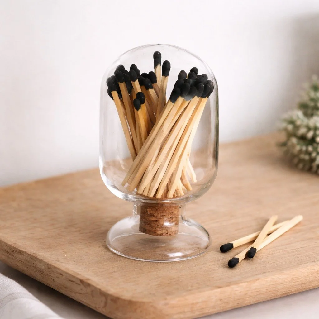 Wooden Matches in a Glass Cloche