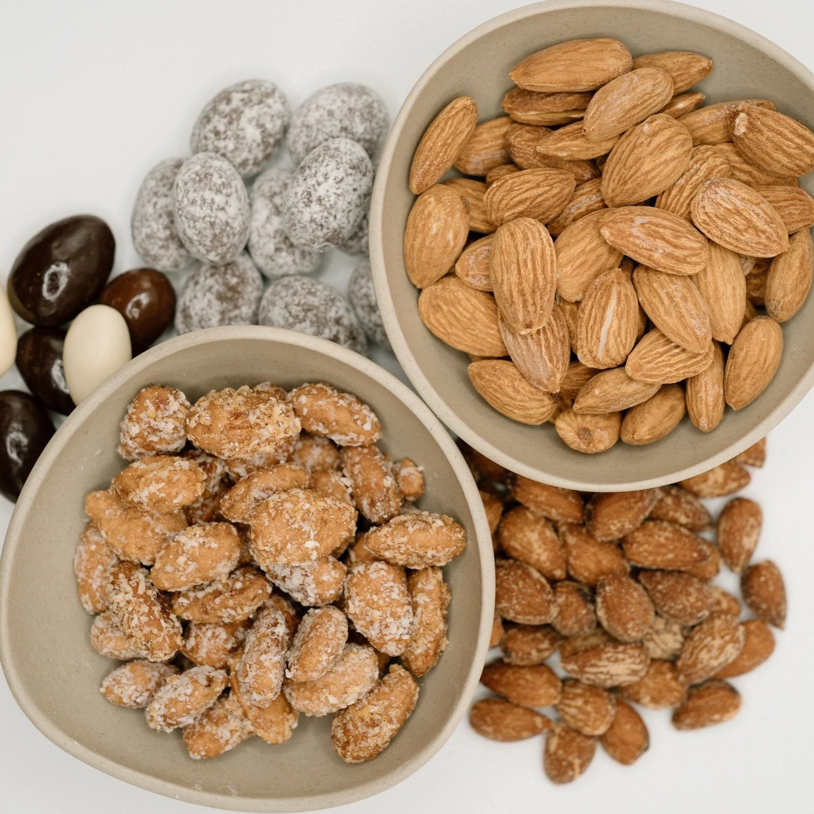 Bowl of different almonds