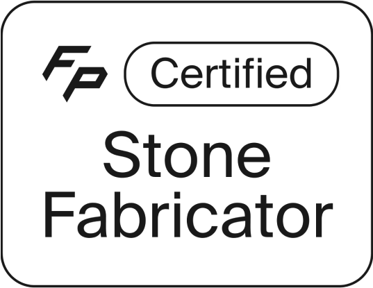 F+ Certified Stone Fabricator badge or label.
