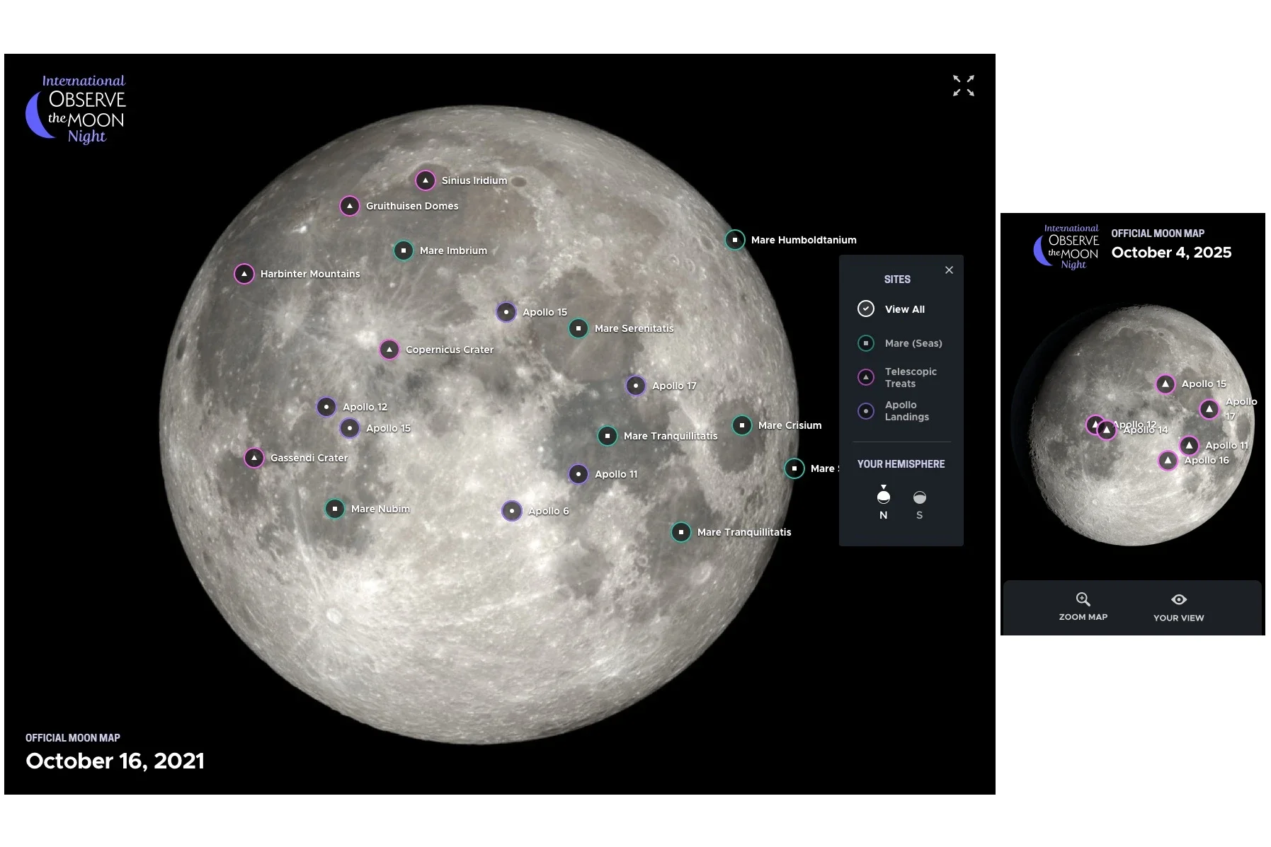 Desktop and mobile image of moon map.