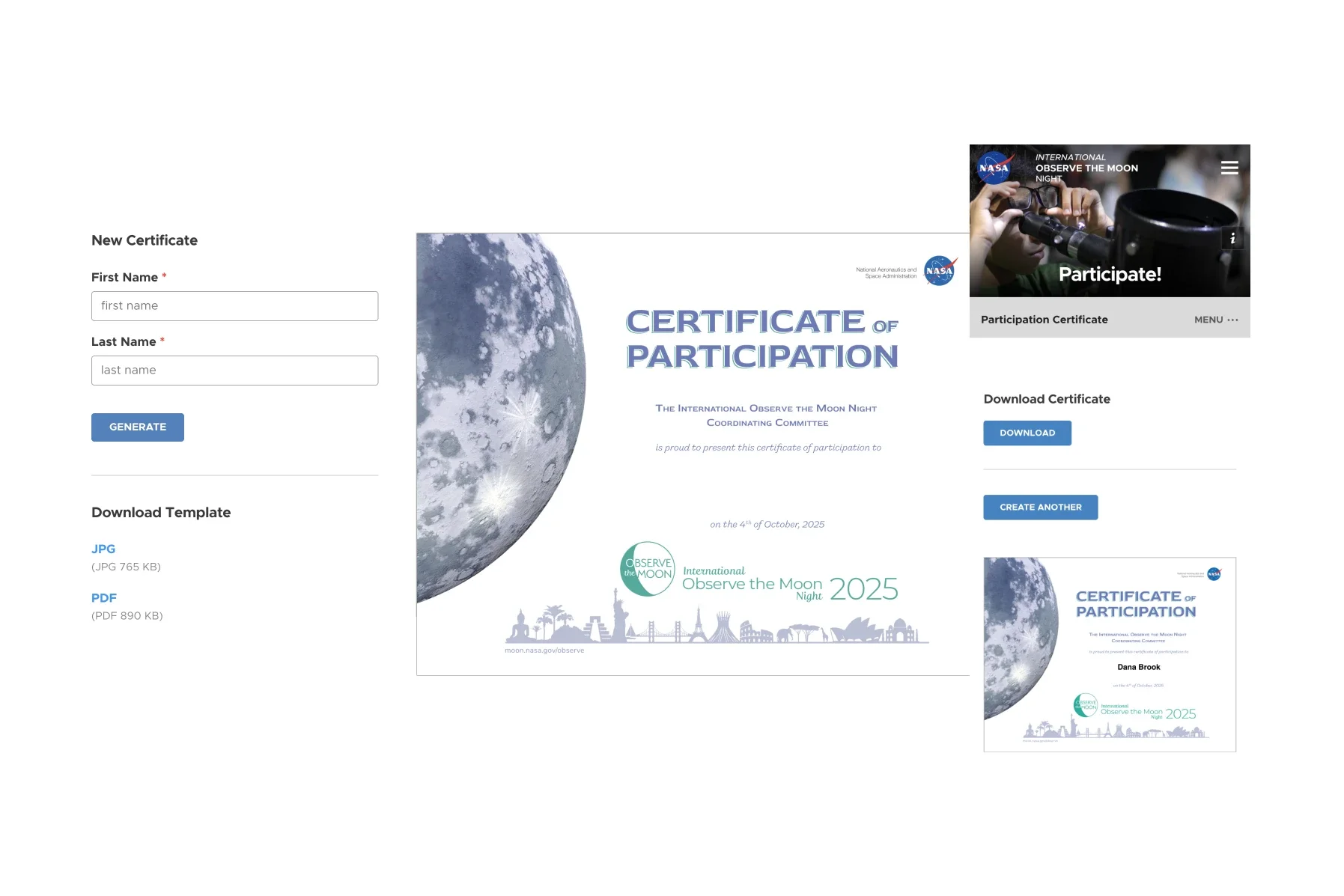 Desktop and mobile image of certificate generator.