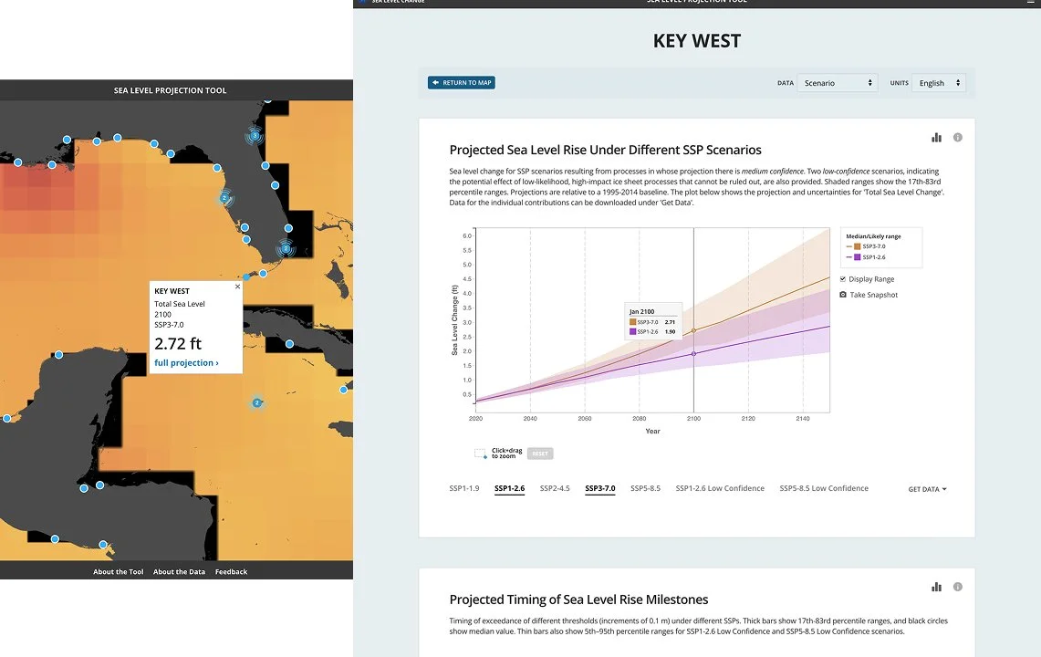 Screengrabs of IPCC showing map with popover summary and full data detail.