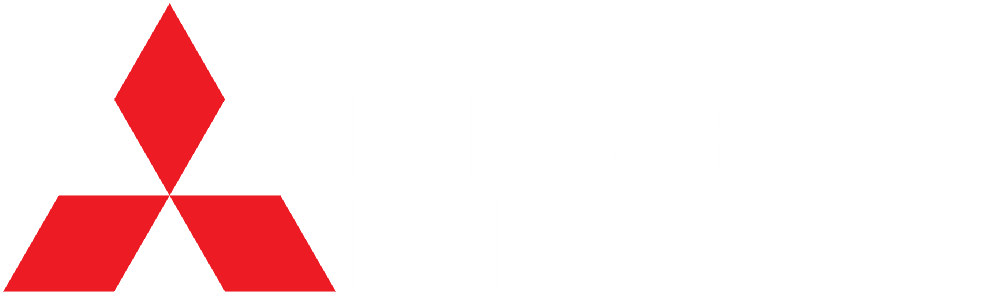 Mitsubishi Electric logo with three red diamonds and the text 'Mitsubishi Electric' in white on a black background.