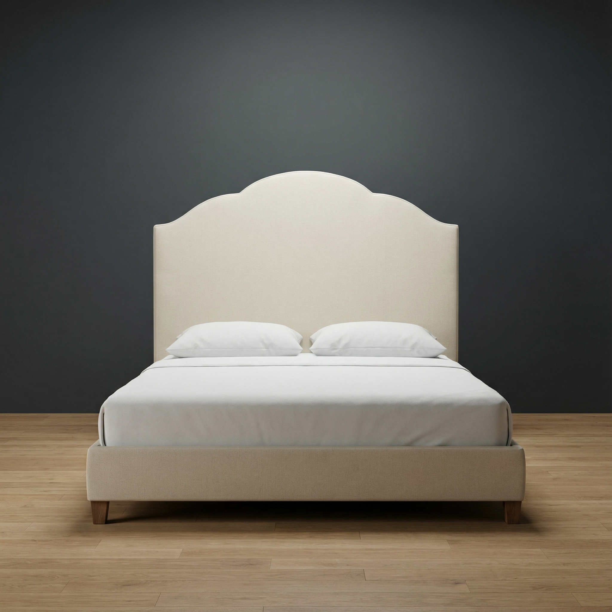 Montford upholstered bed by Globe Upholstery with clean lined headboard