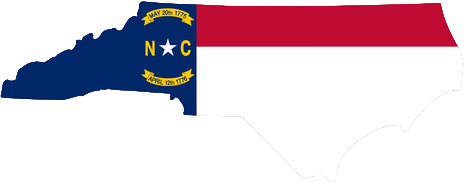 North Carolina state flag map illustration | text above reads “Hand Crafted in High Point North Carolina” | footer section of Globe Upholstery website
