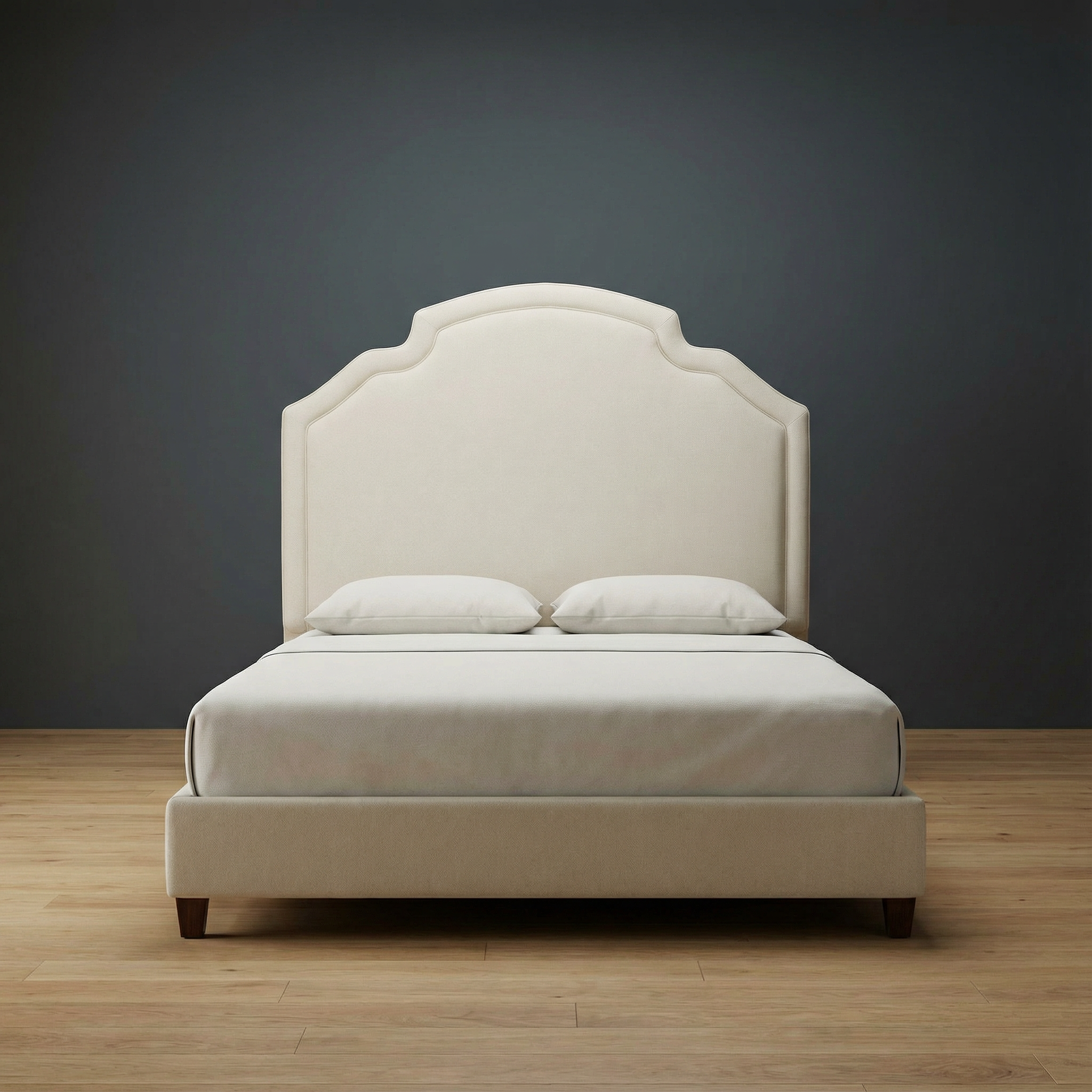 Westbridge upholstered bed by Globe Upholstery with balanced tailored design