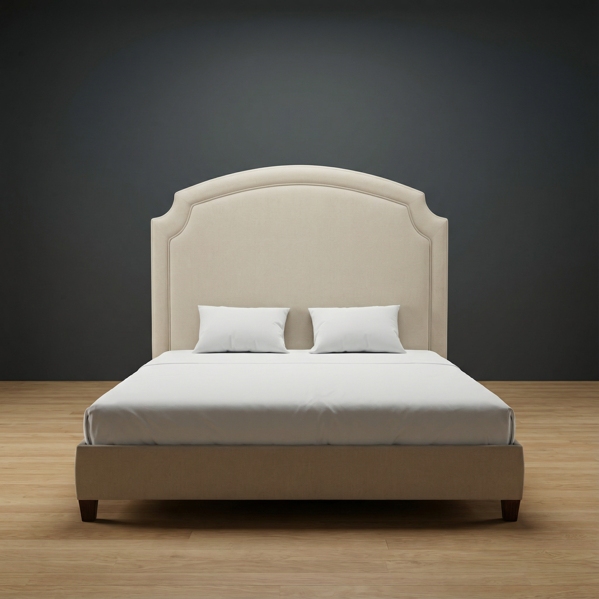 Fairfax upholstered bed by Globe Upholstery with classic arched headboard