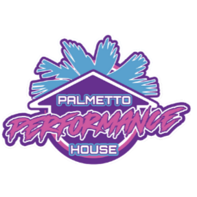 Logo for Palmetto Performance House with stylized blue and purple fireworks background and bold text.