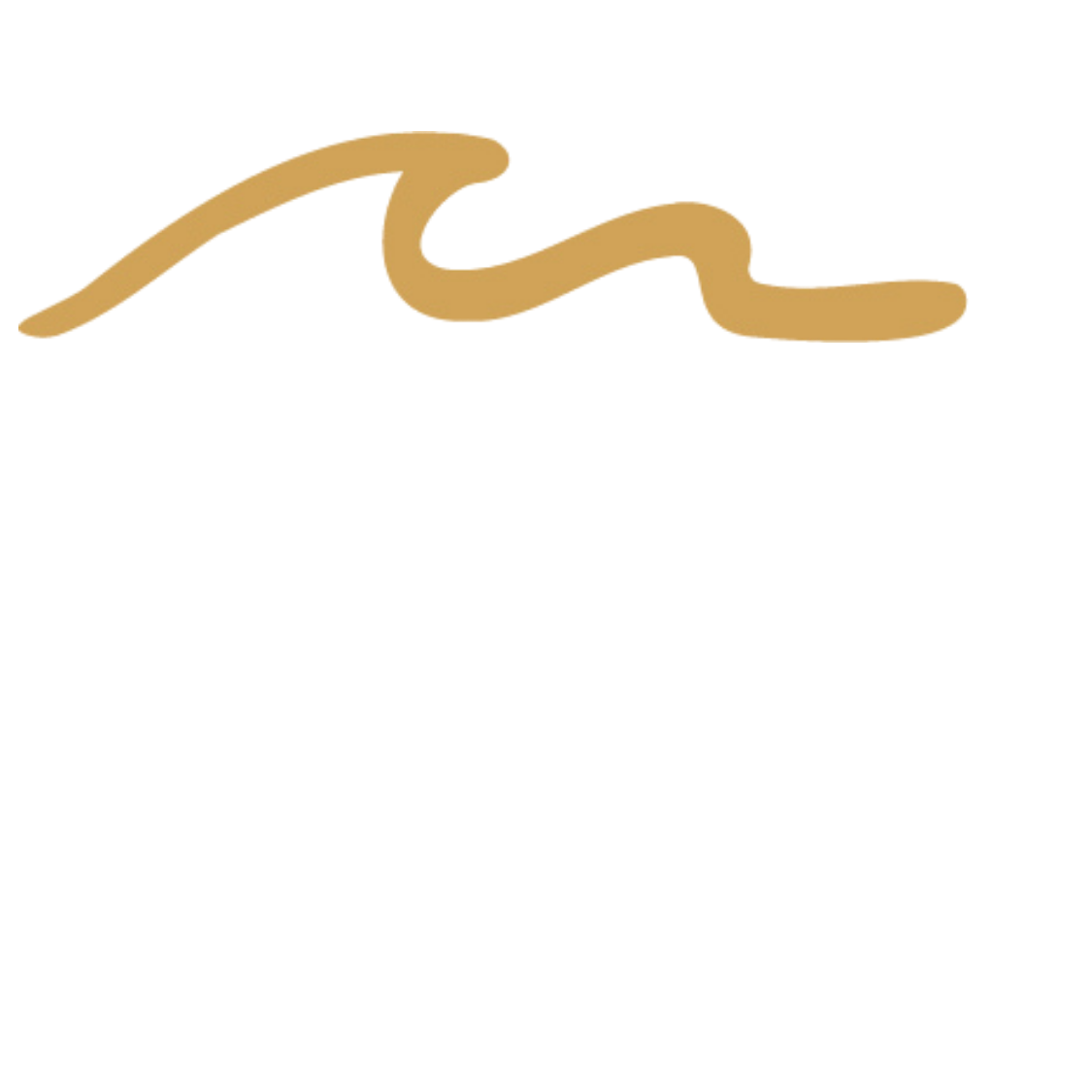 Black silhouette of a woman with long hair, wearing a hat, holding a glass of wine, with a brown curvy line above her head.