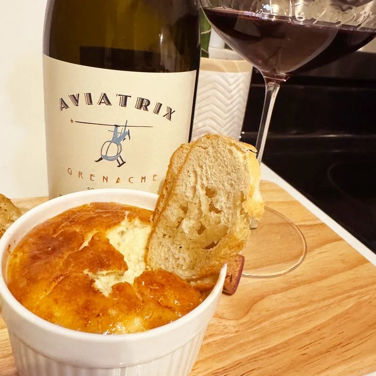 Recipe Pairing: Aviatrix Grenache with Point Reyes Bleu Cheese Souffle 