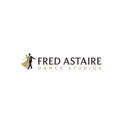 Logo for Fred Astaire Dance Studios with a dancing couple and the studio name.