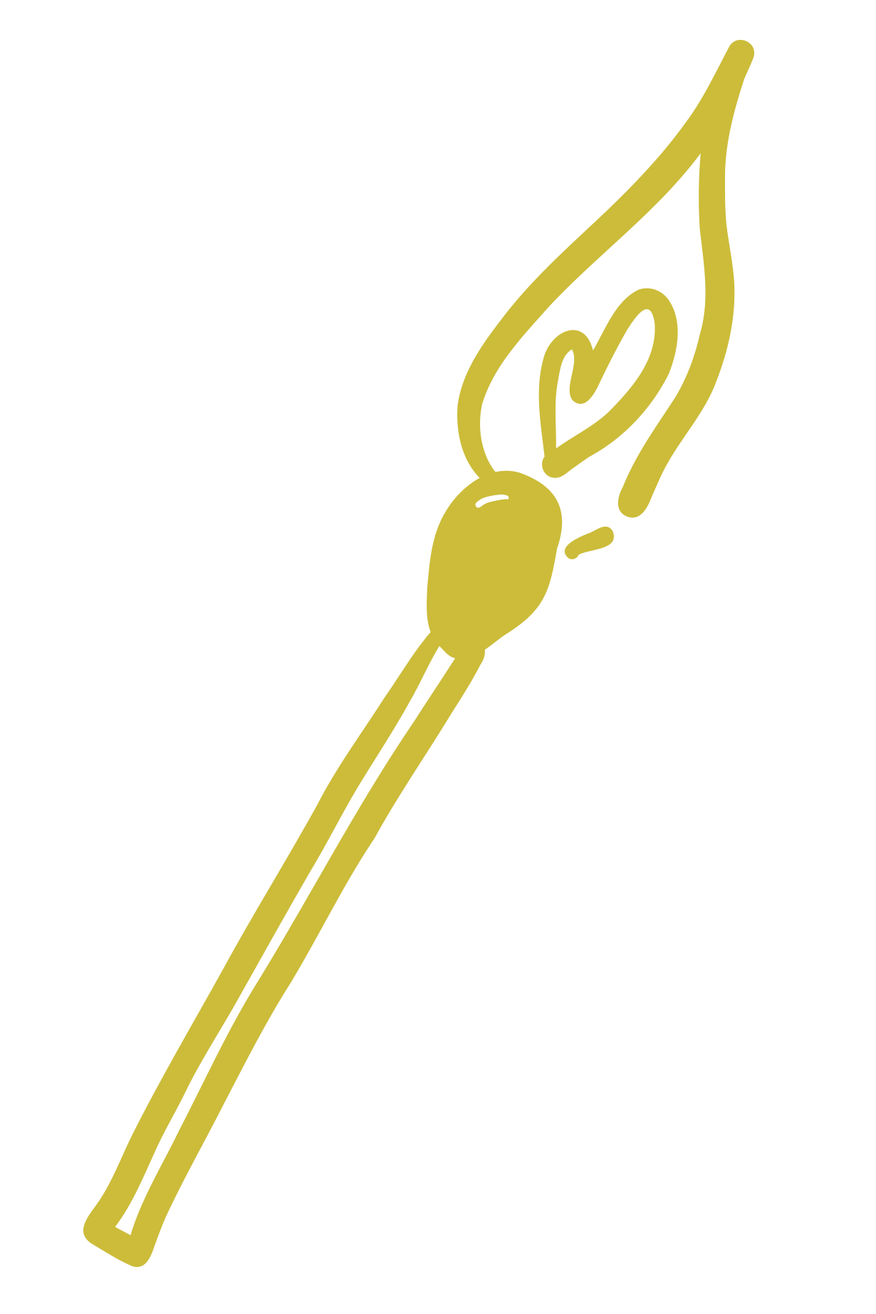 A light green line drawing of a match, with a heart at the center of the flame on a transparent background.