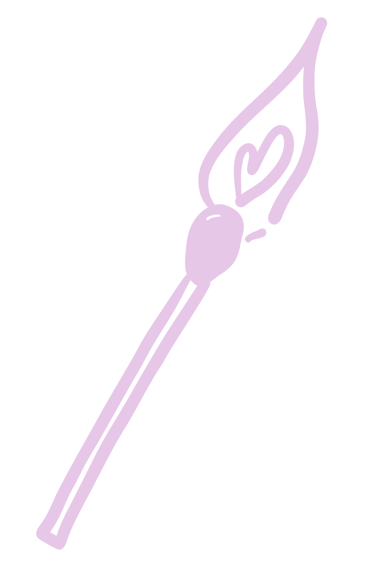 A light purple line drawing of a match, with a heart at the center of the flame on a transparent background.