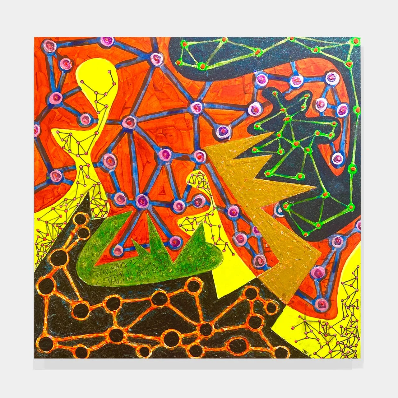 Boom-Shawada III, acrylic paint on canvas, 30in./76cm. sq. 2009