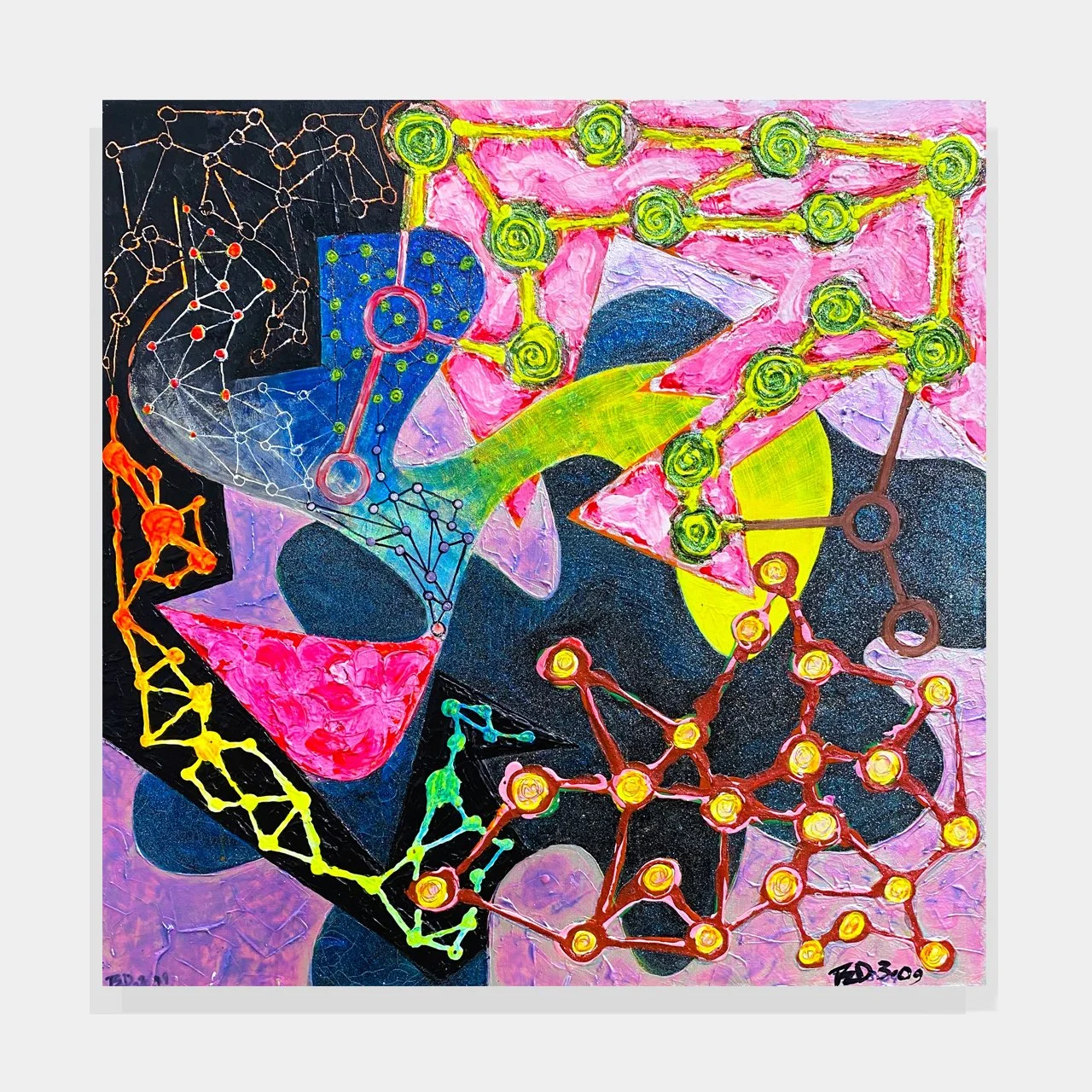 Boom-Shawada I, acrylic paint on canvas, 30in./76cm. sq. 2009