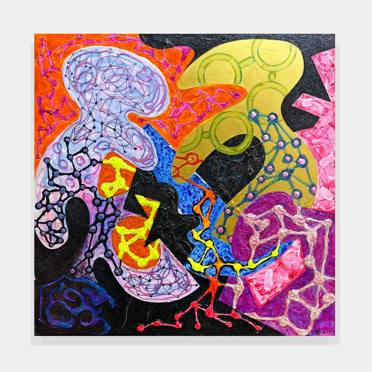Boom-Shawada II, acrylic paint on canvas, 30in./76cm. sq. 2009