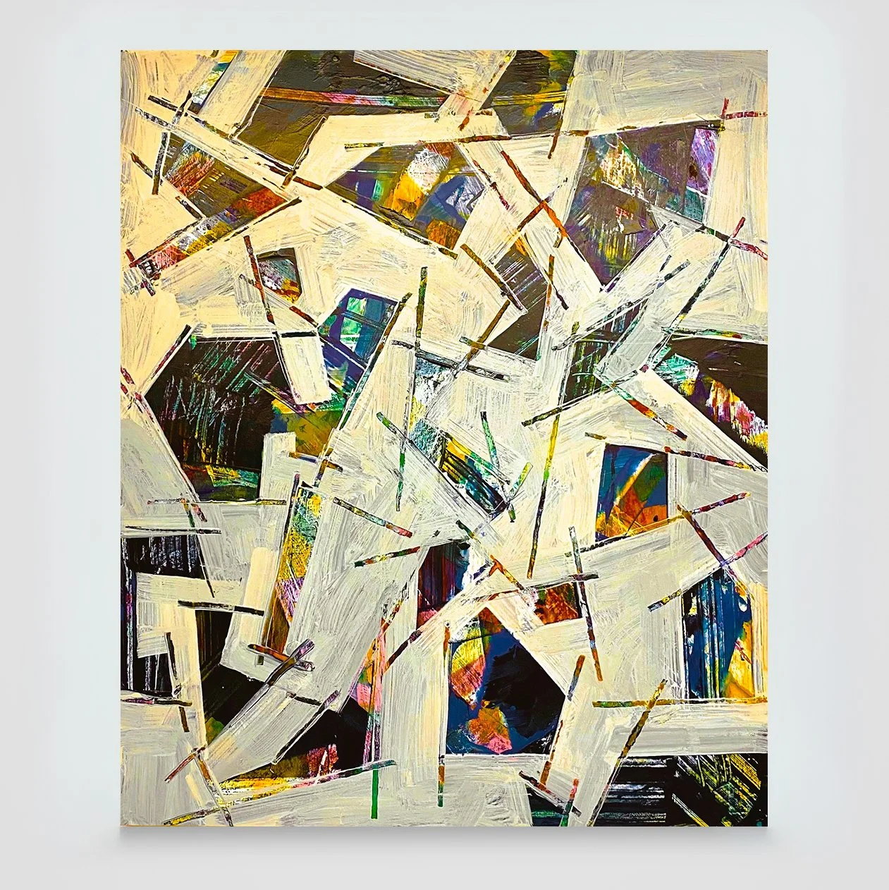 Broken Template 5...acrylic paint on wood panel, 30in./76cm. x 36in./91.5cm.,2024.