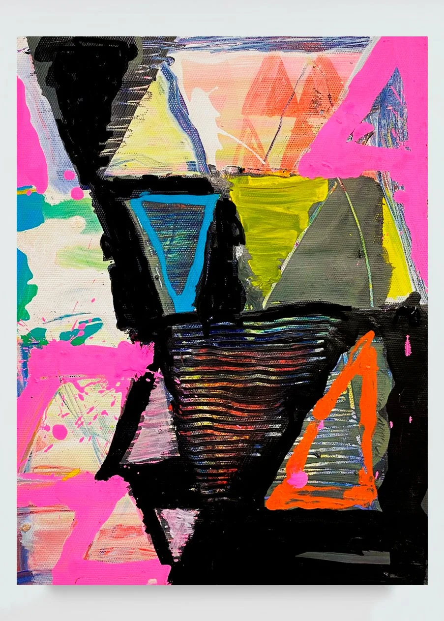 Wedgy 5, acrylic, paint, marker, pastel crayon and oil paint stick on canvas, 12x16 in./30.5x40.5cm.