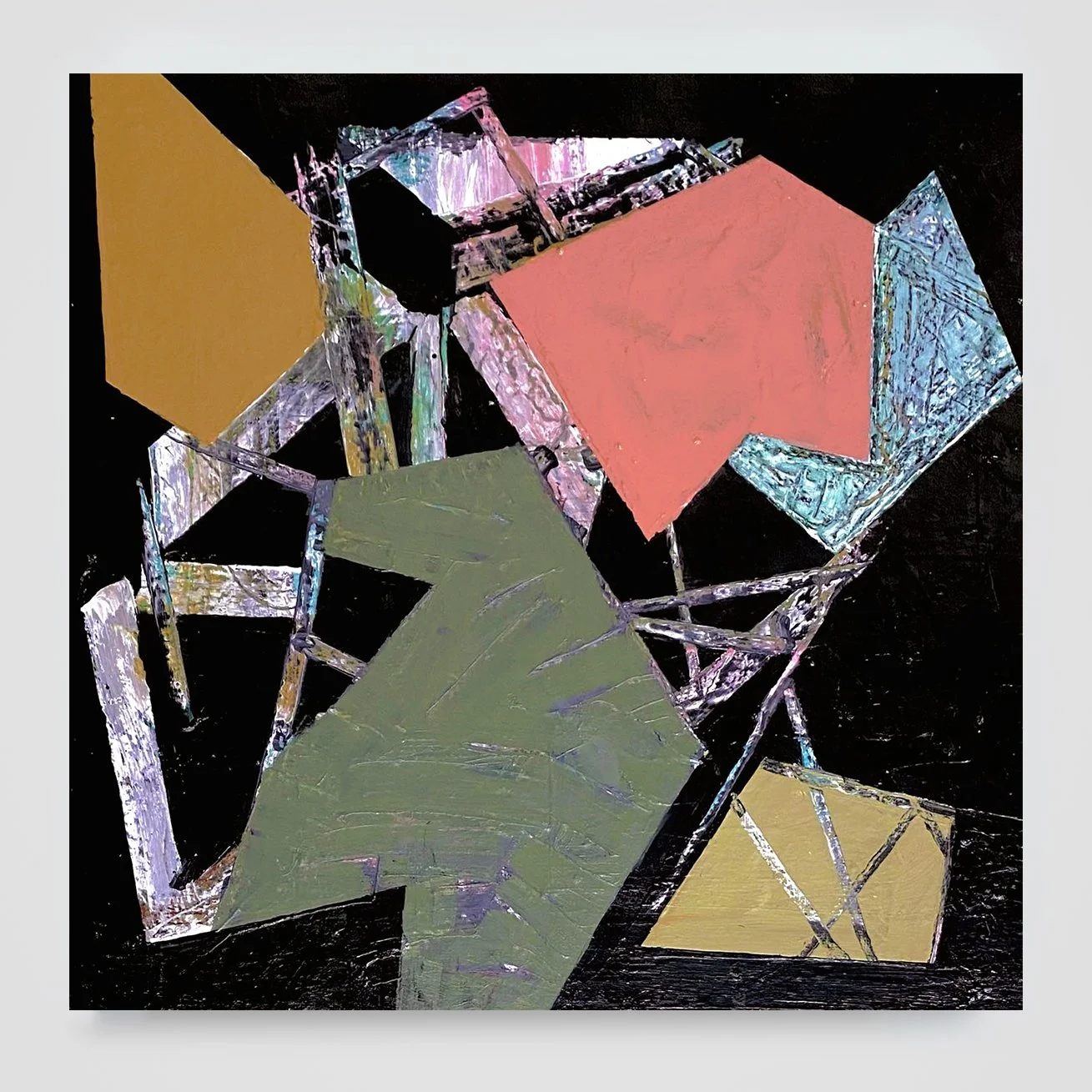 Broken Template 6...acrylic paint on canvas, 30in./76cm. sq., 2024.
