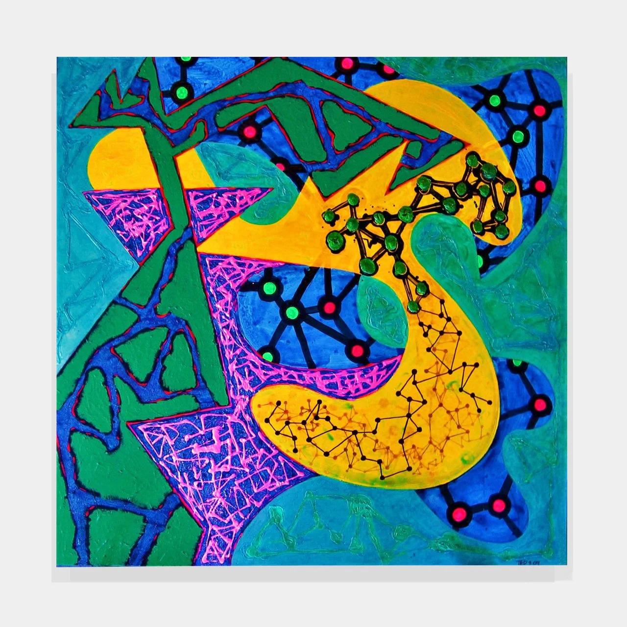 A-Ree-Bop I, acrylic paint on canvas, 36in./91.5cm. sq. 2009 