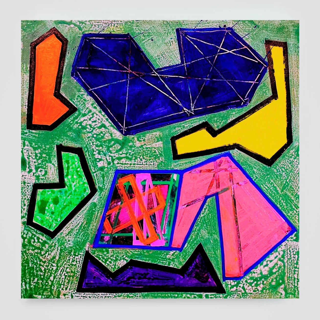 Broken Template 2...mixed media on canvas, 32in./81cm. sq., 2024.
