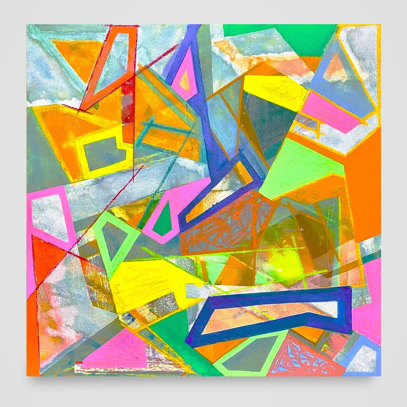 Broken Template 3...mixed media on canvas, 32 in./181.5 cm. sq., 2024.