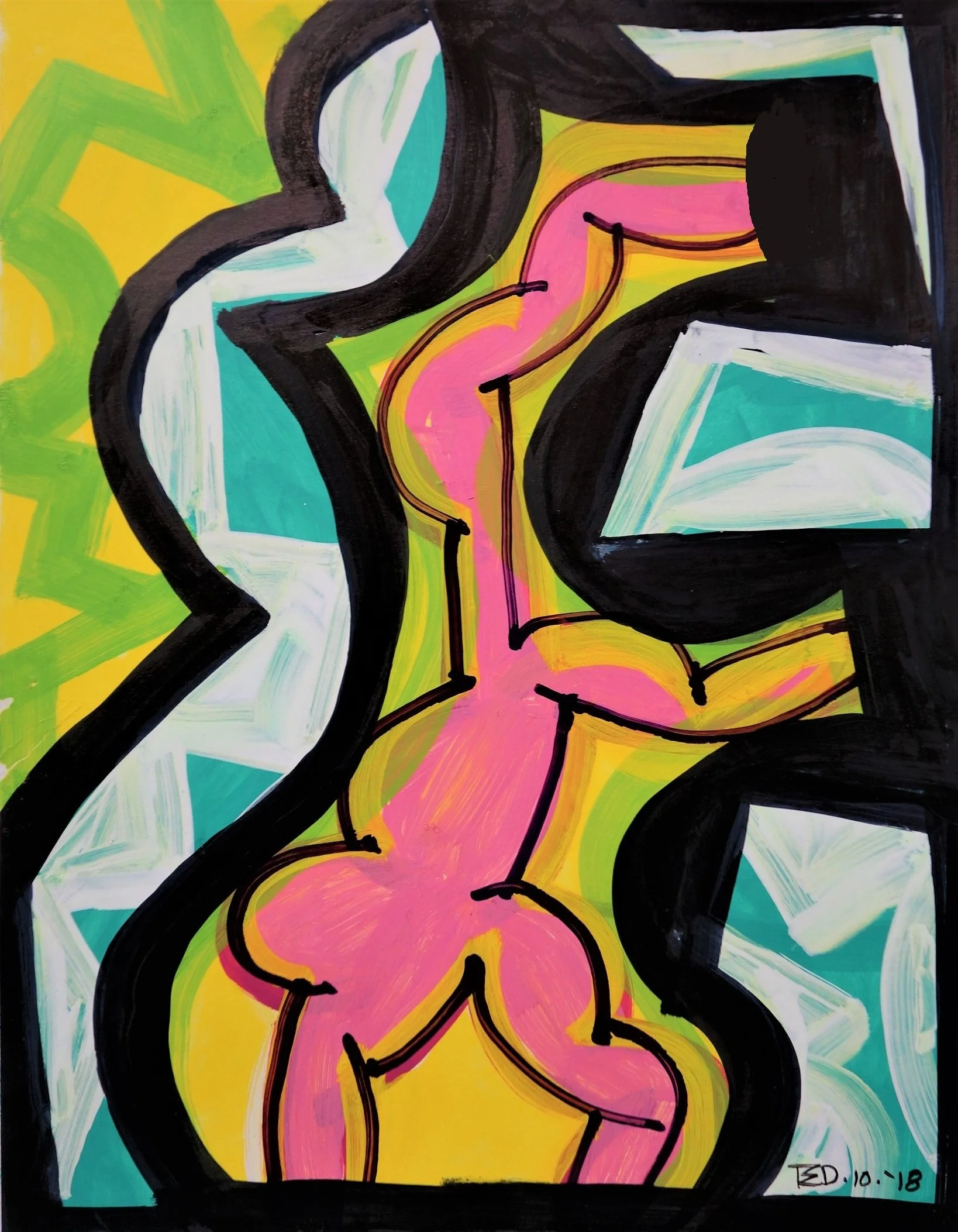 'Toon Corpos, acrylic marker on card, 8x6in./20x15.25cm., 2018.