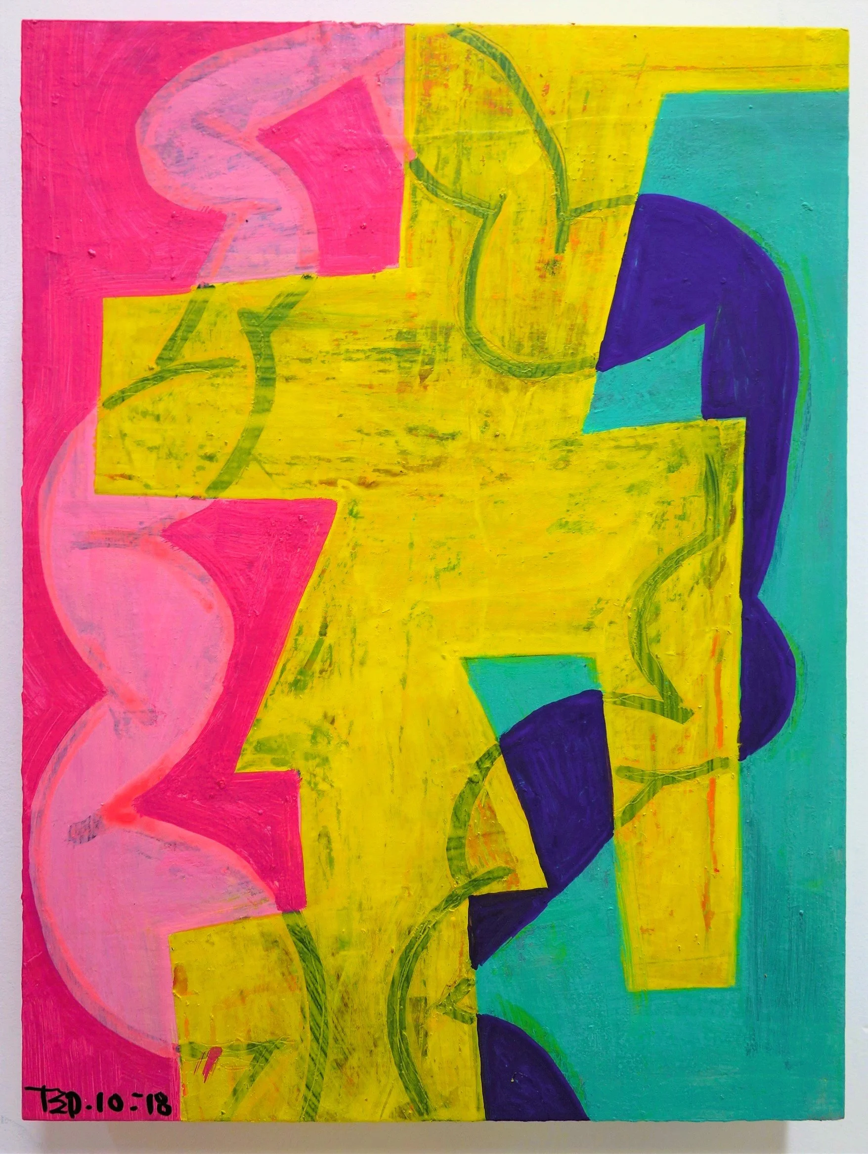 Corpos #2, acrylic on wood panel, 18x24in./45.5x61c., 2018.