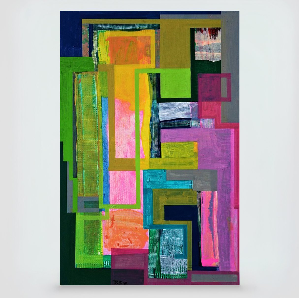 Wrecked and Tangled 2...mixed media on canvas, 36in./91.5cm. x 24in,/81cm., 2019.