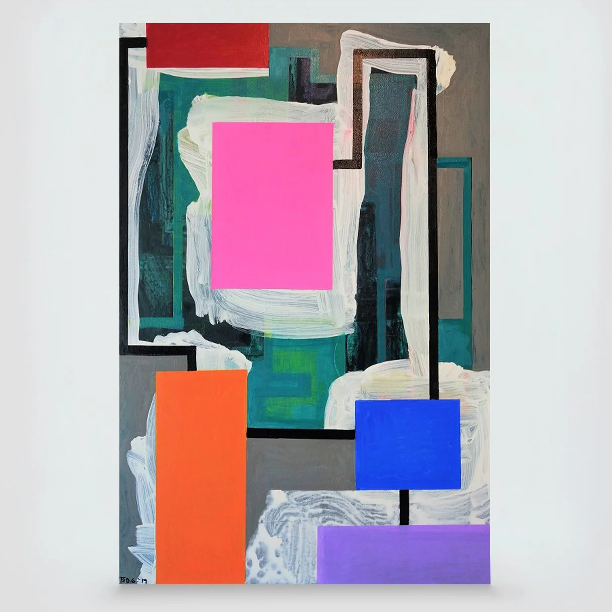 Wrecked and Tangled 4...mixed media on canvas, 36in./91.5cm. x 24in,/81cm., 2019.