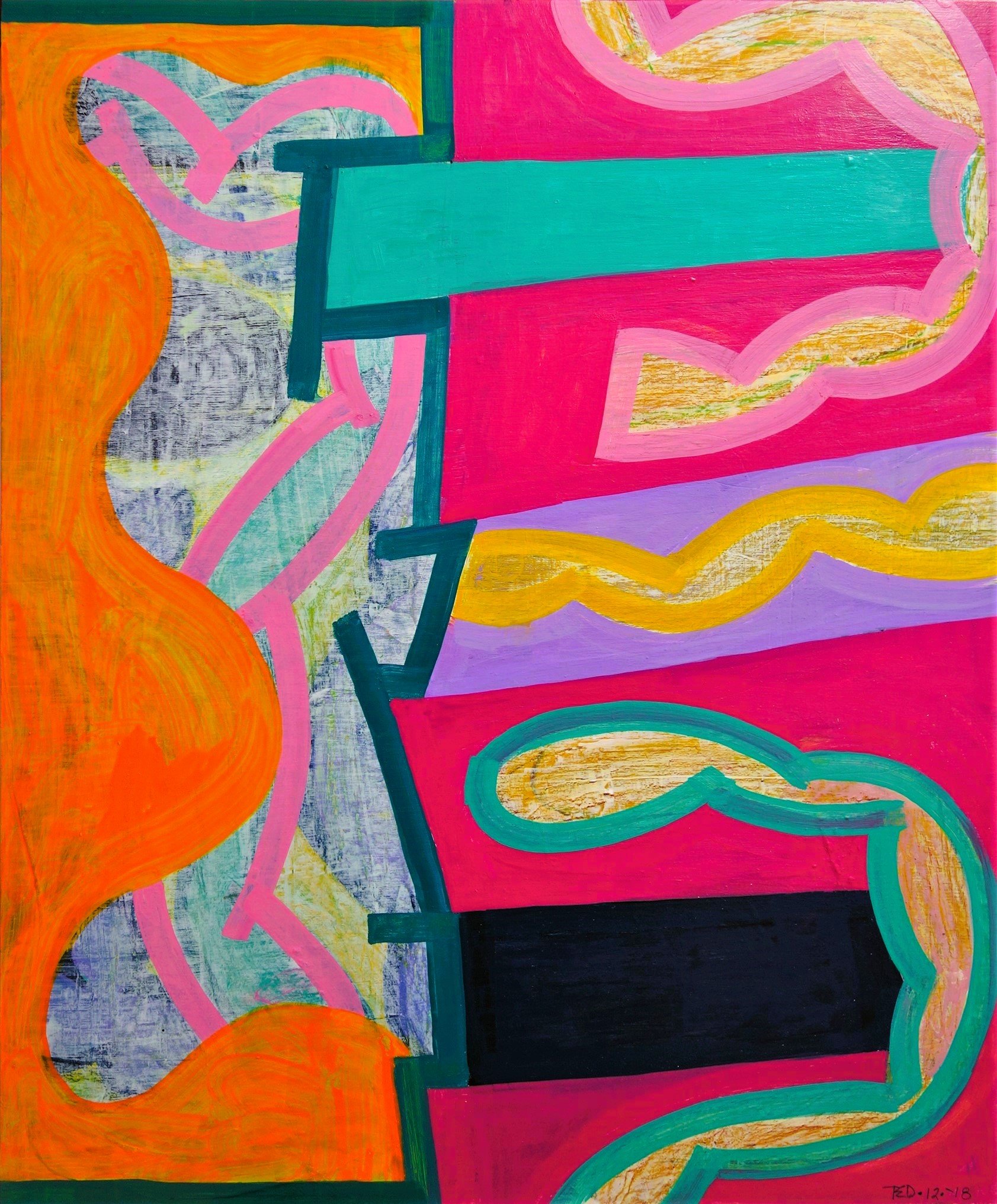 Corpos 4, acrylic on wood panel, 20x24in./51x61cm., 2018.