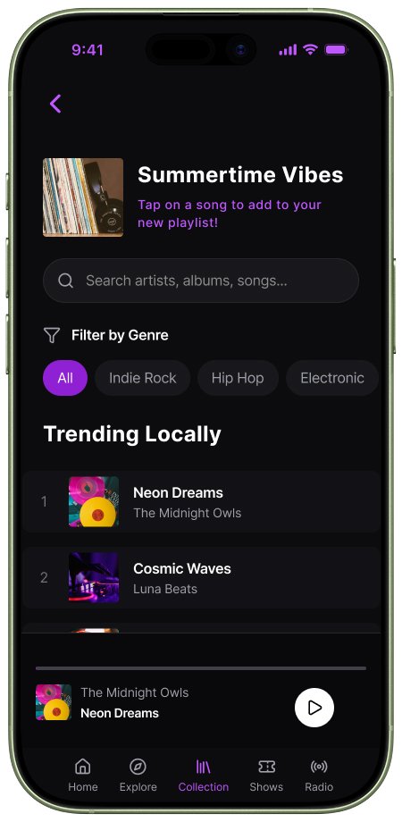 Music streaming app with