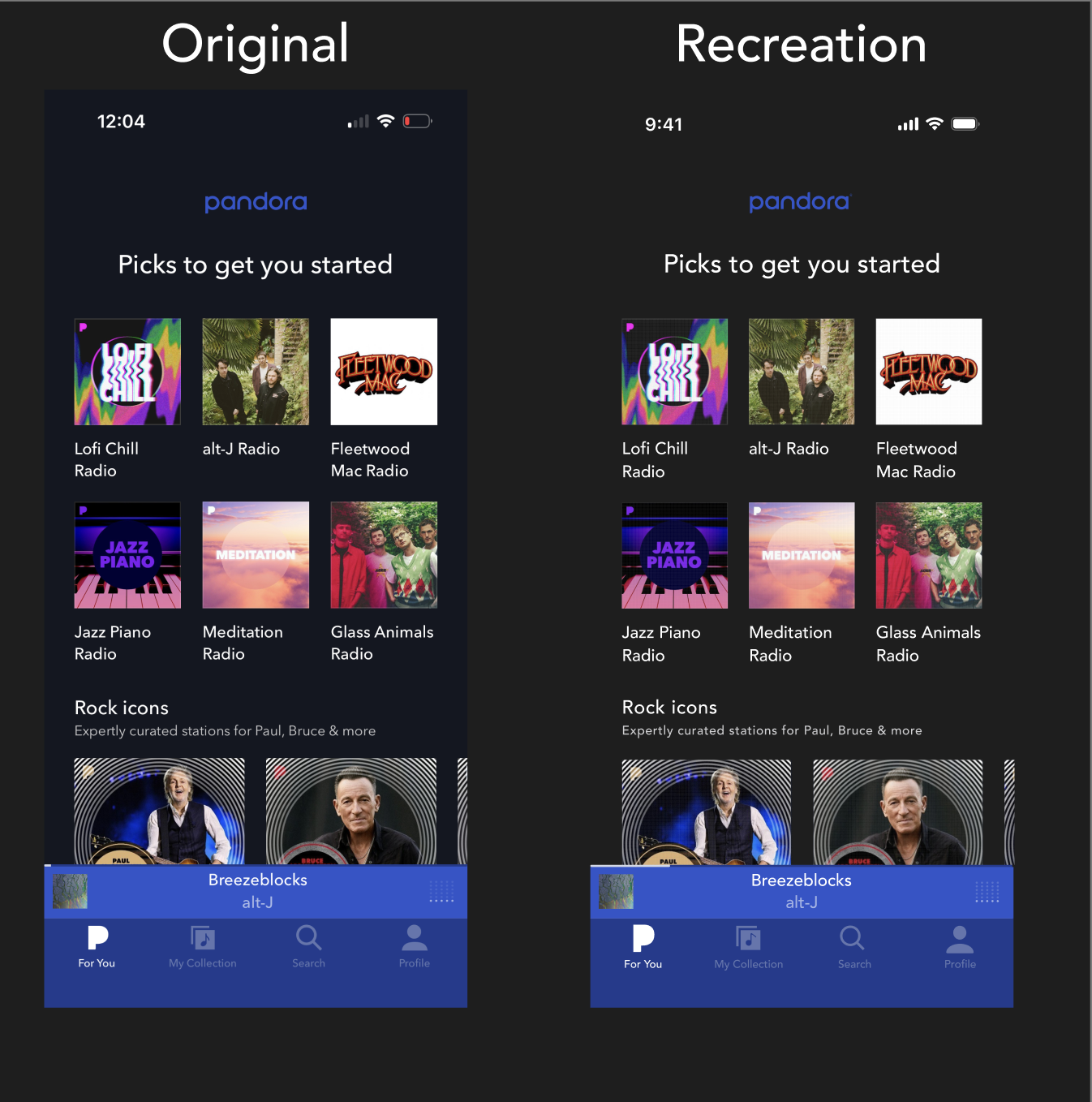Pandora Dashboard Recreation