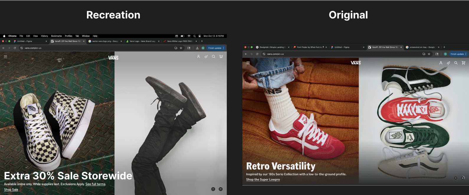 Vans Homepage Recreation 