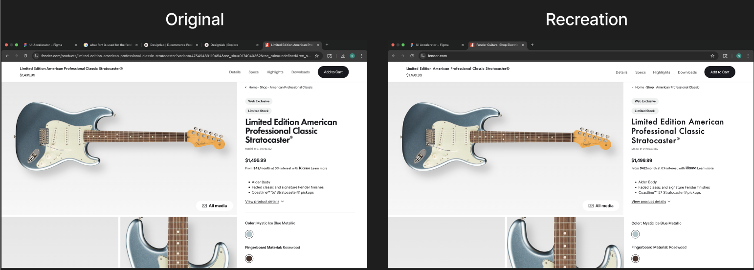 Fender Website Sales Recreation