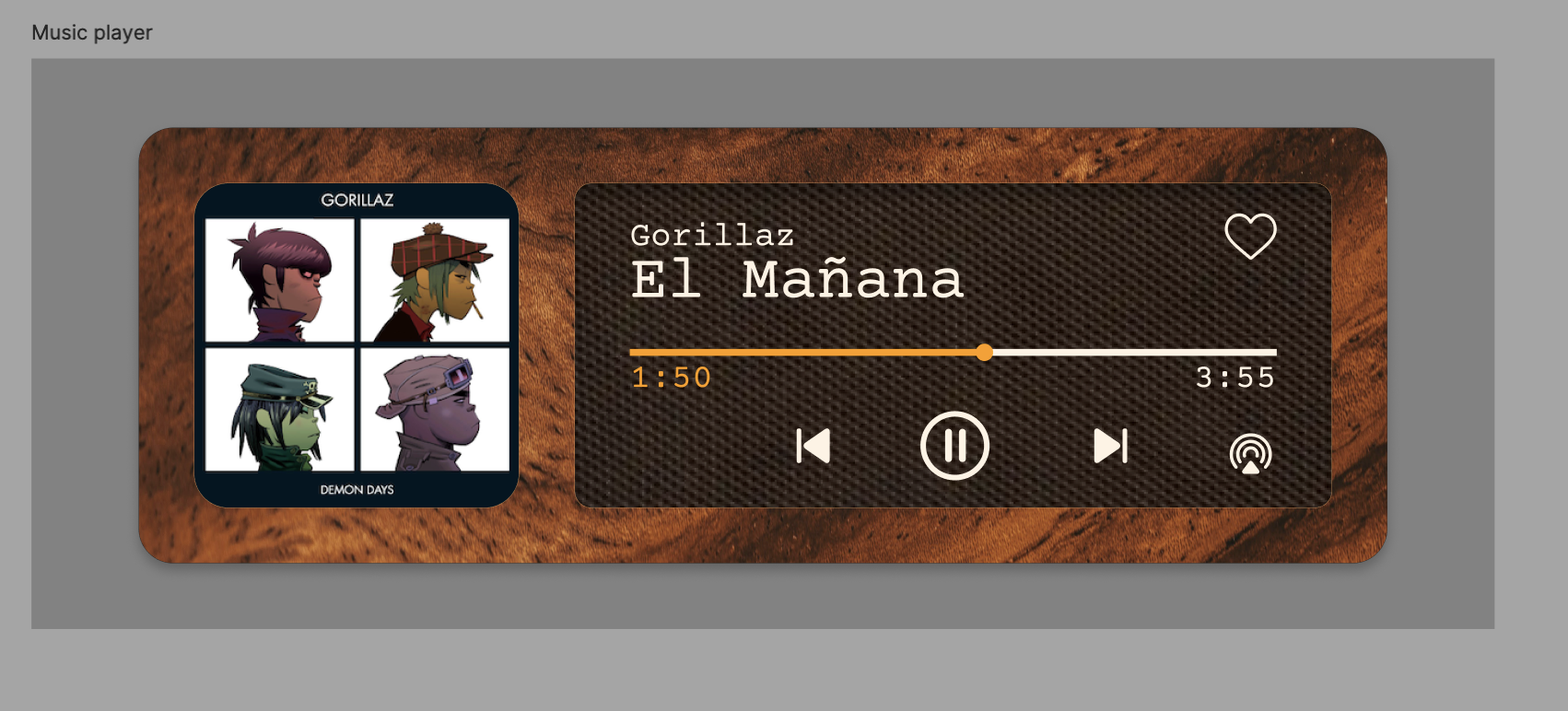 Artistic Music Player Widget