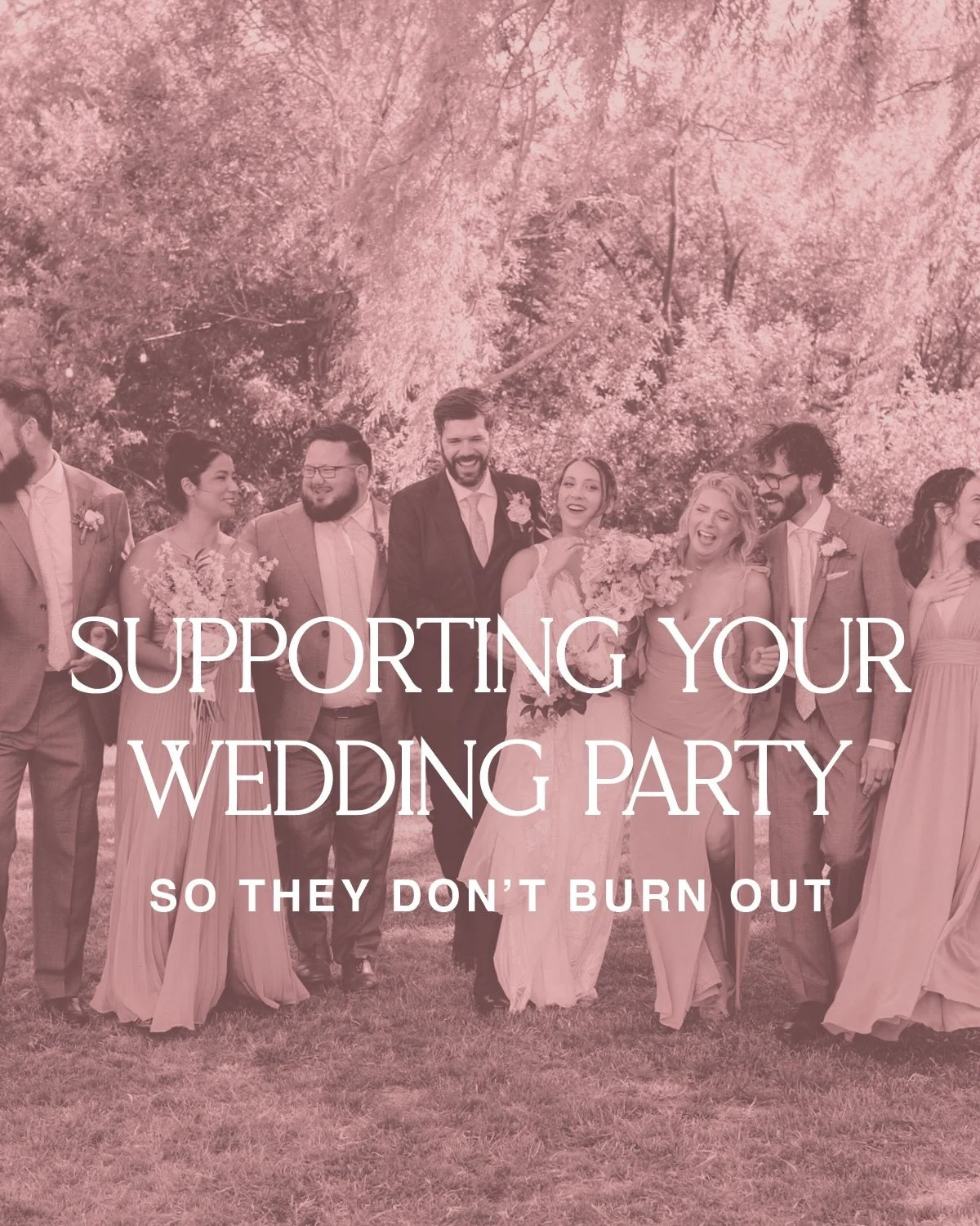 Your wedding party loves you &mdash; but they&rsquo;re human, too.

Between travel, outfits, events, and emotions, it&rsquo;s a lot to carry. We help couples set realistic expectations, protect their people&rsquo;s energy, and create a day where ever