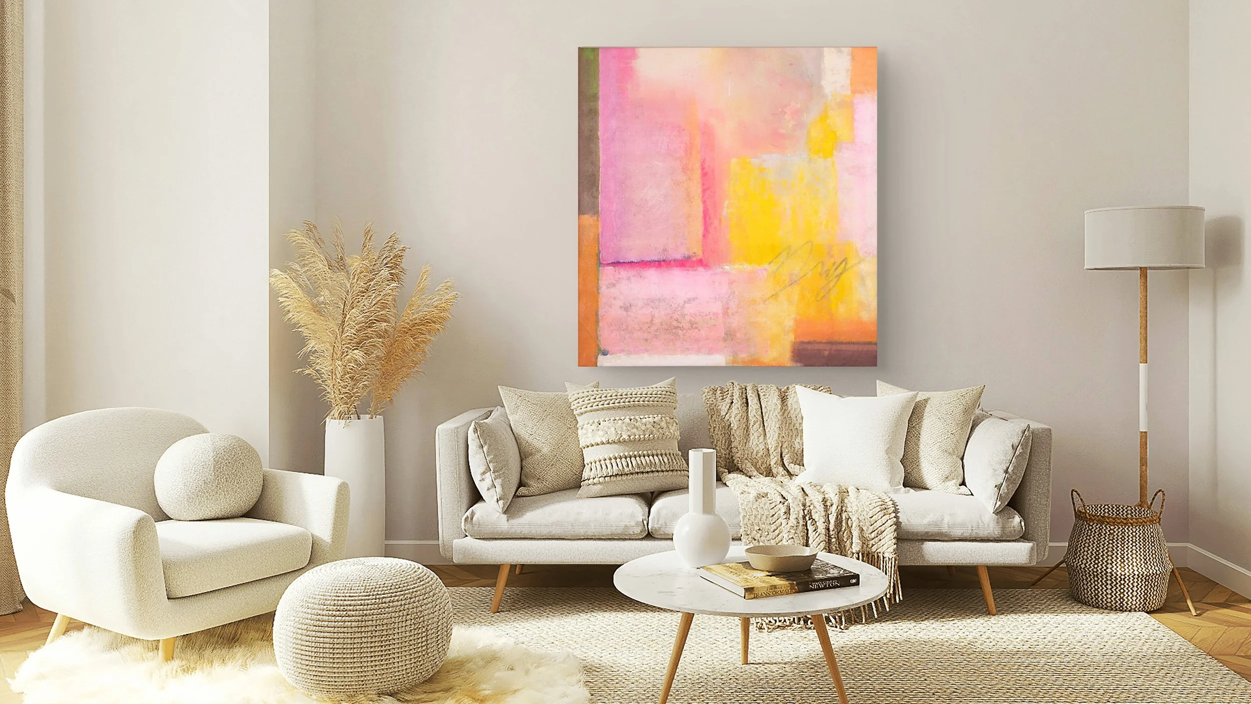 "Inner Dialog"
Acrylic On raw Canvas, 43" x 40" 