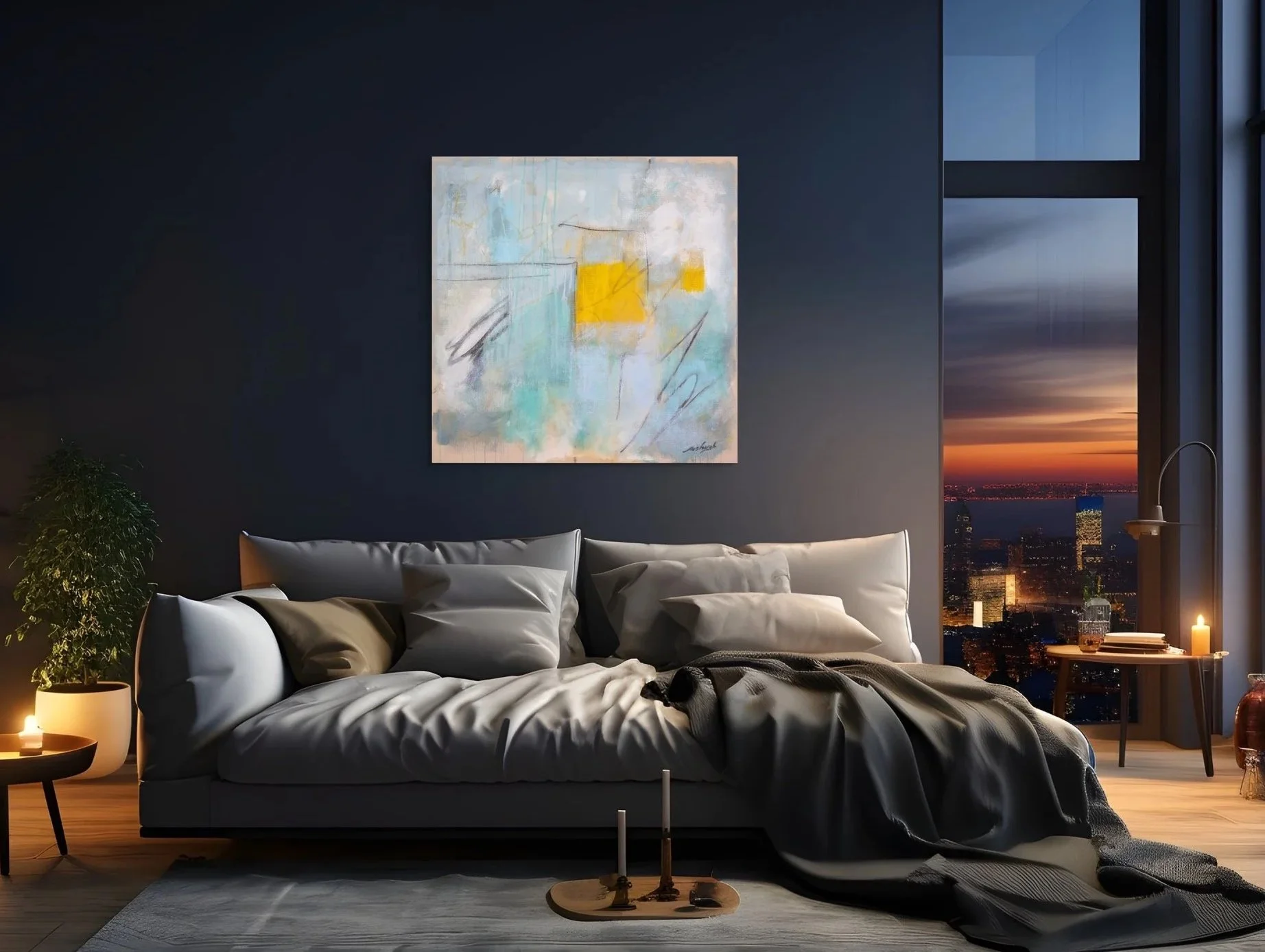 "I'm a Dreamer" 2025, Mixed Media acrylic on canvas, 36 x 36 x 2.5 in