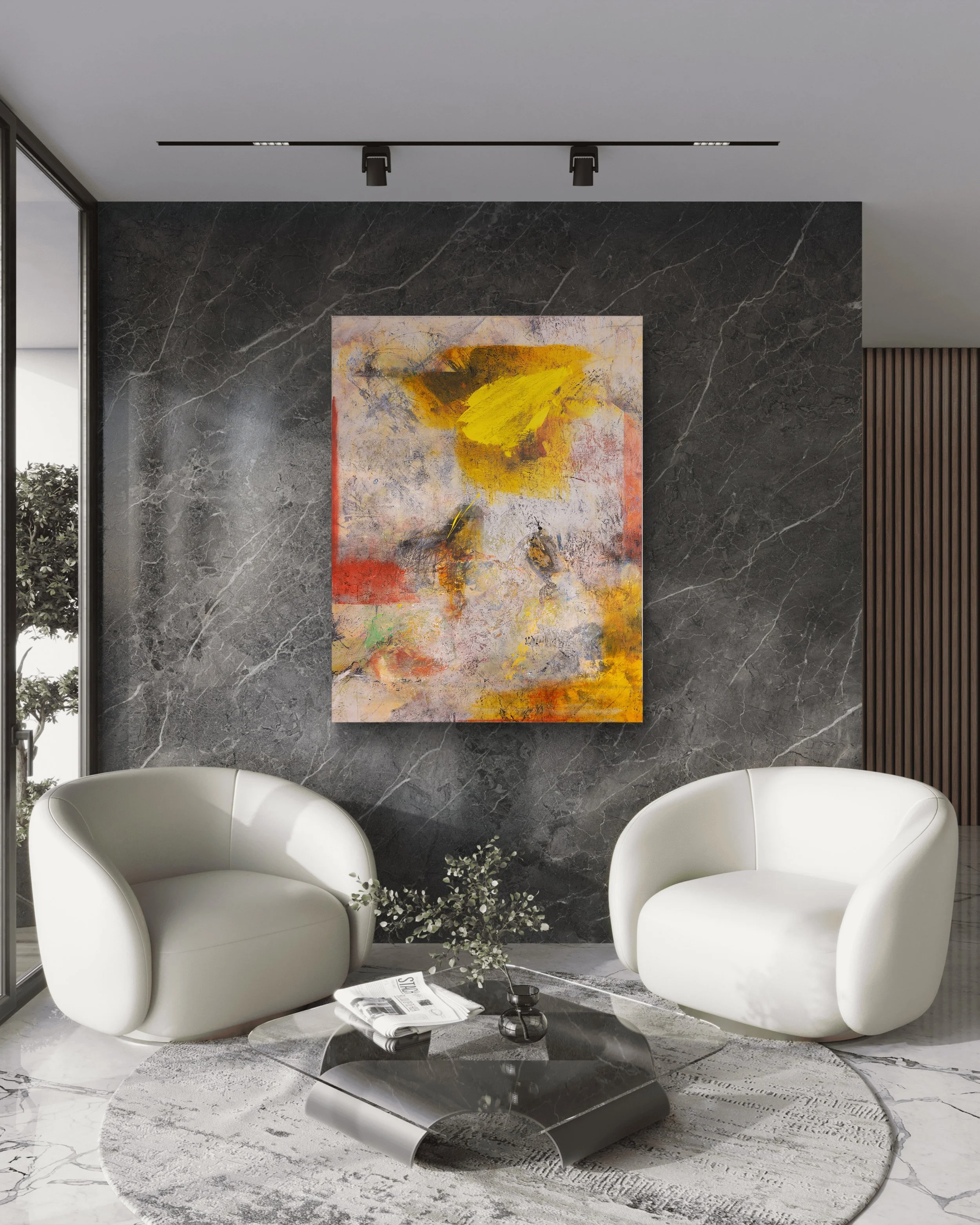 "Lines On The Wall"
Mixed Media acrylic on canvas
60 x 46 x 2.5 in