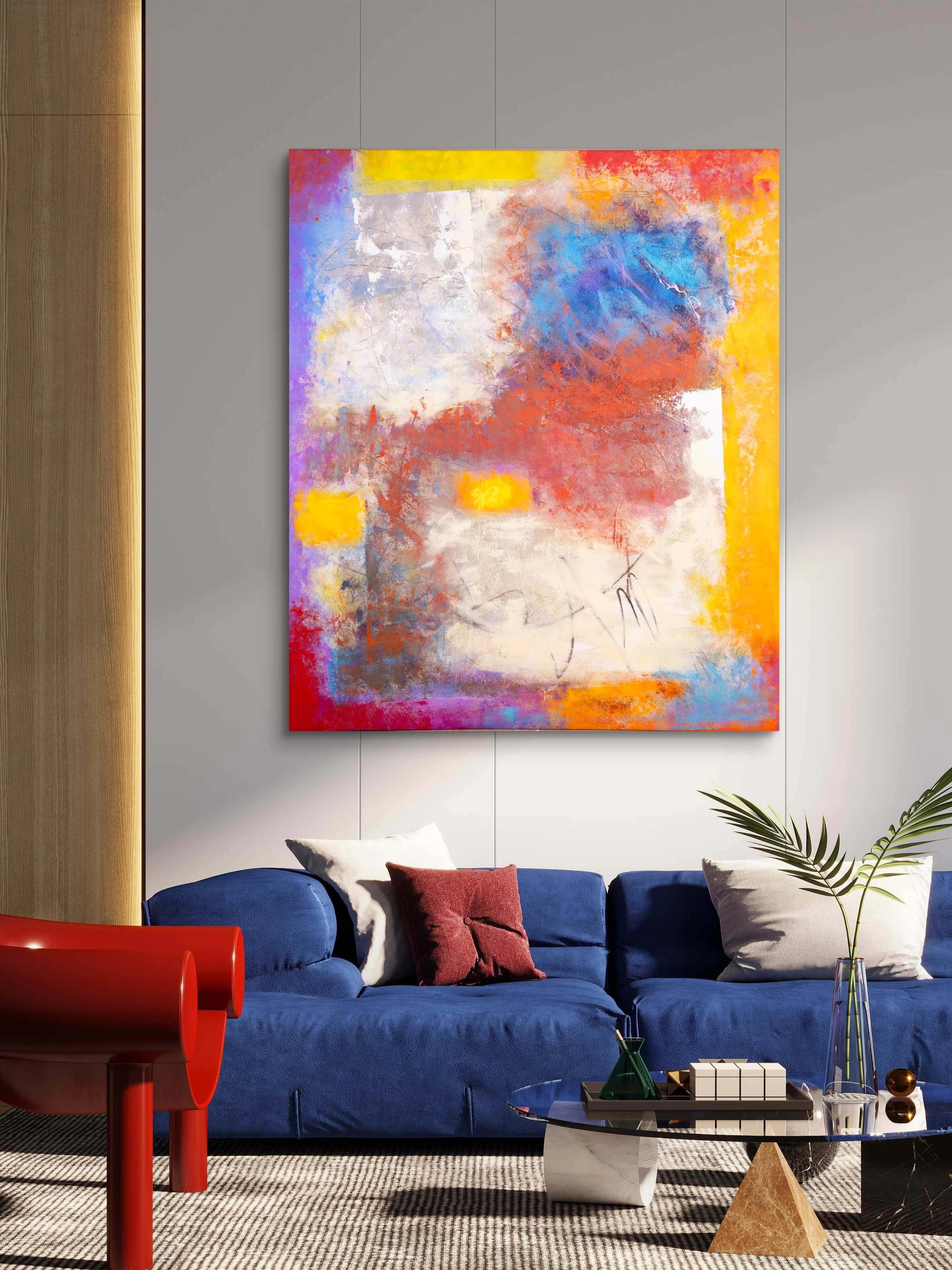"Chromatic Currents"
Mixed Media, acrylic on canvas
72 x 60 x 2.5 in