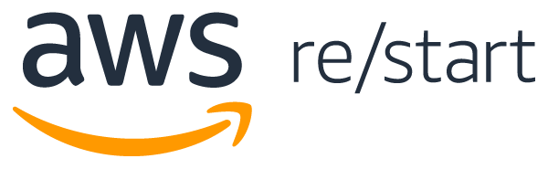 Logo d'AWS avec le texte "re/start"