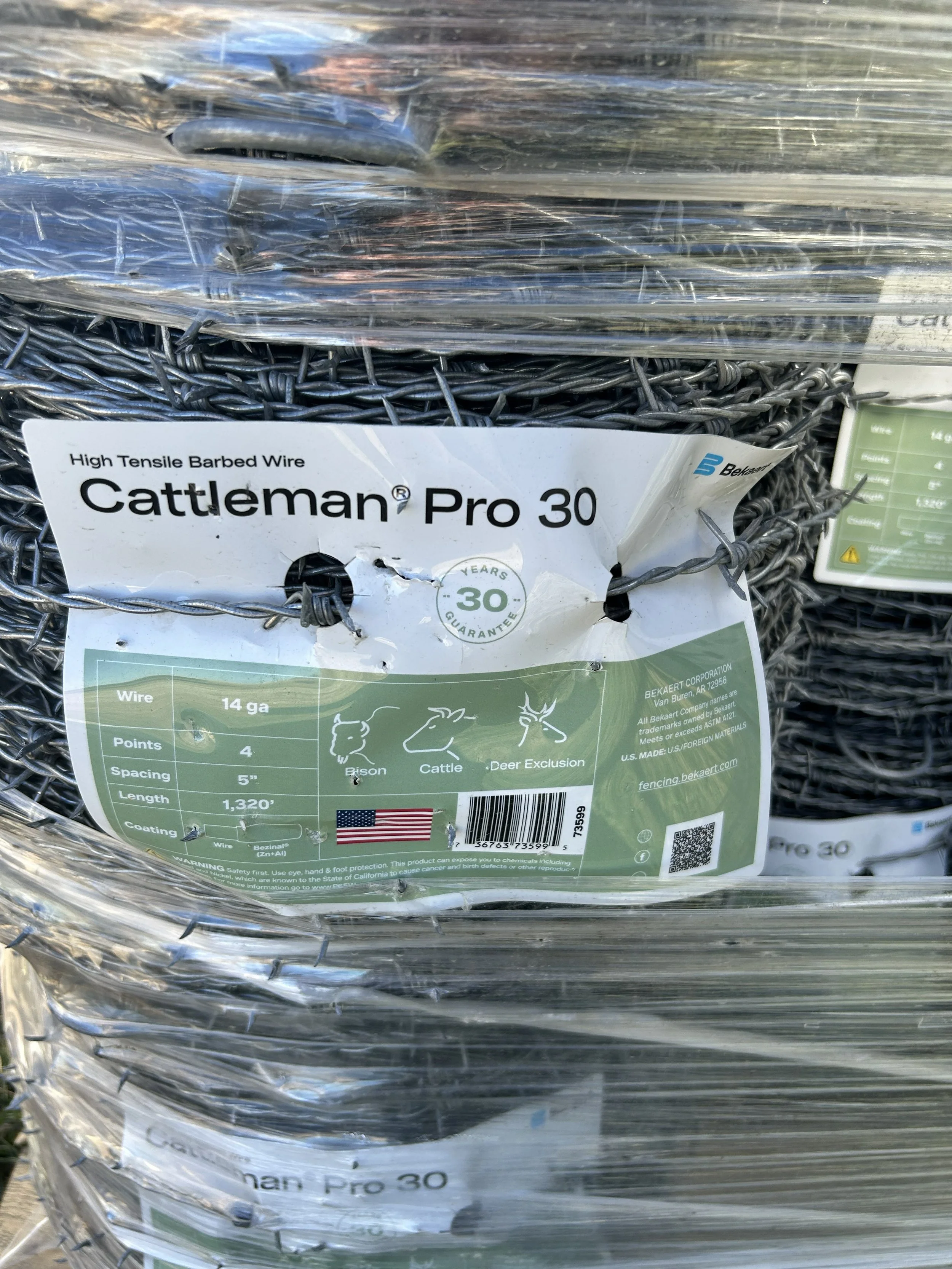 Cattleman Pro 30, 4 point, Galvanized High Tensile Barb Wire