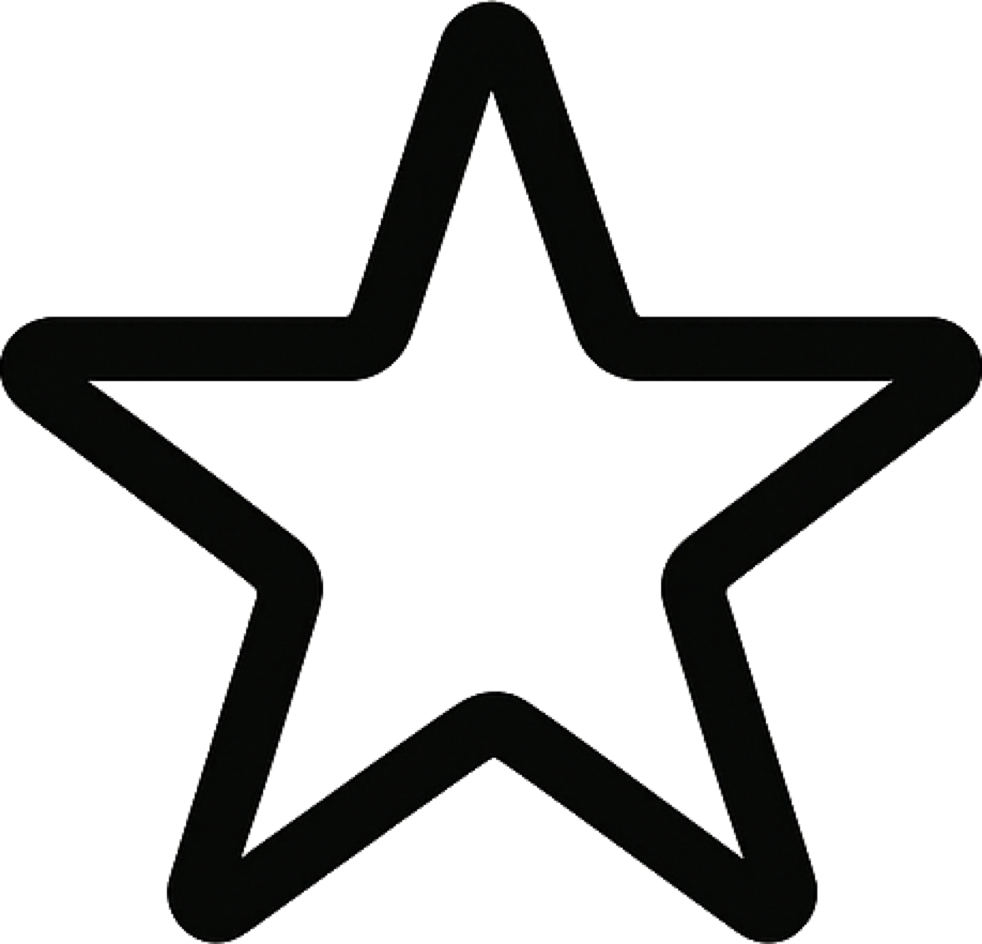 Black outlined star shape against a multicolored, striped background.