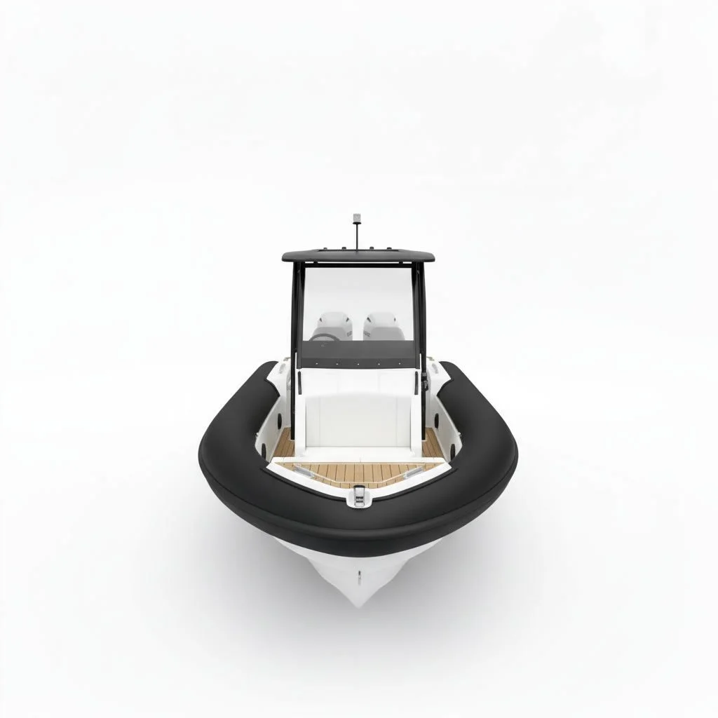 Aura S320 32ft RIB boat in Belize featuring deep-V hull and inflatable tubes for stability and smooth offshore cruising