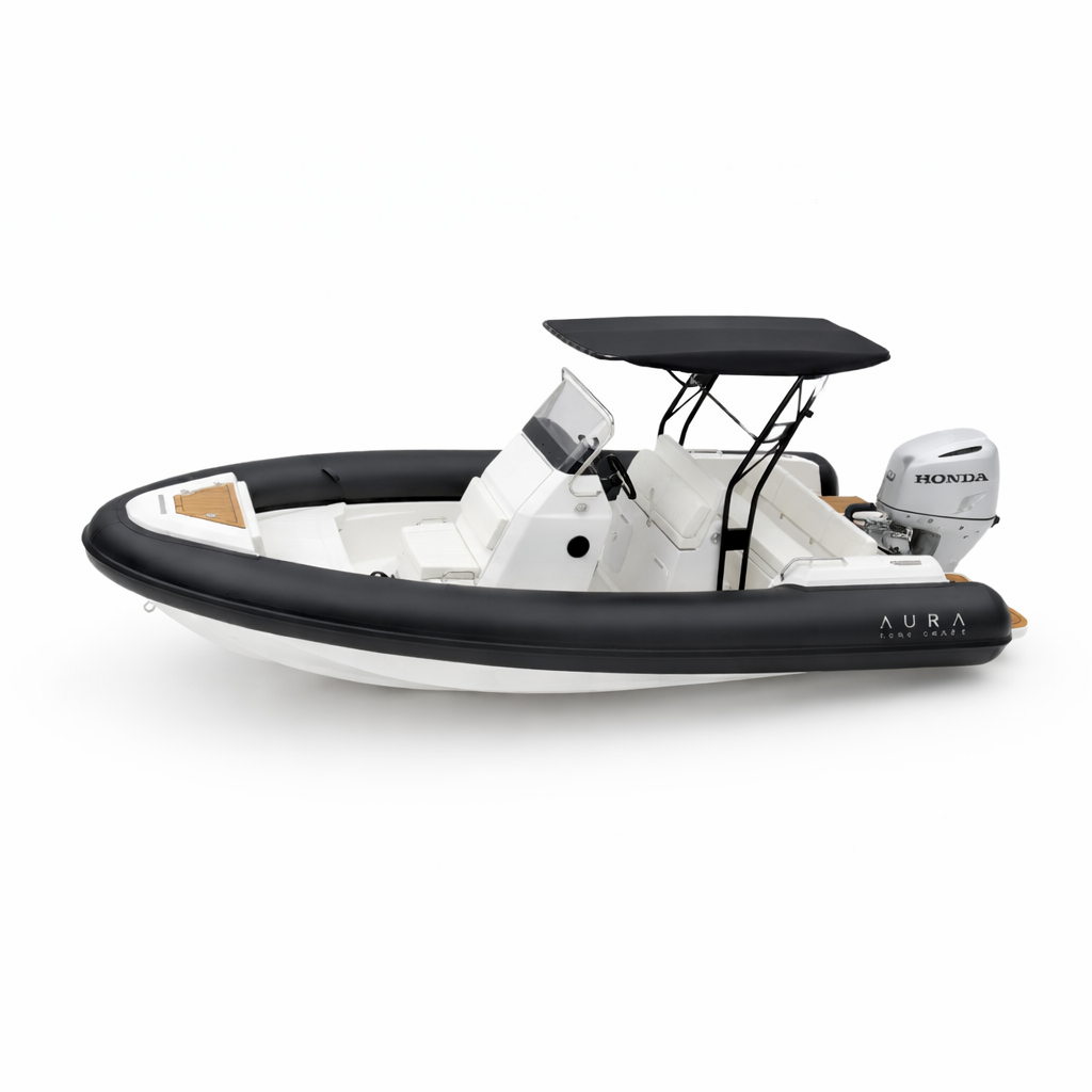 Aura S190 19 foot rigid inflatable boat in Belize with fiberglass deep-V hull and Hypalon tubes