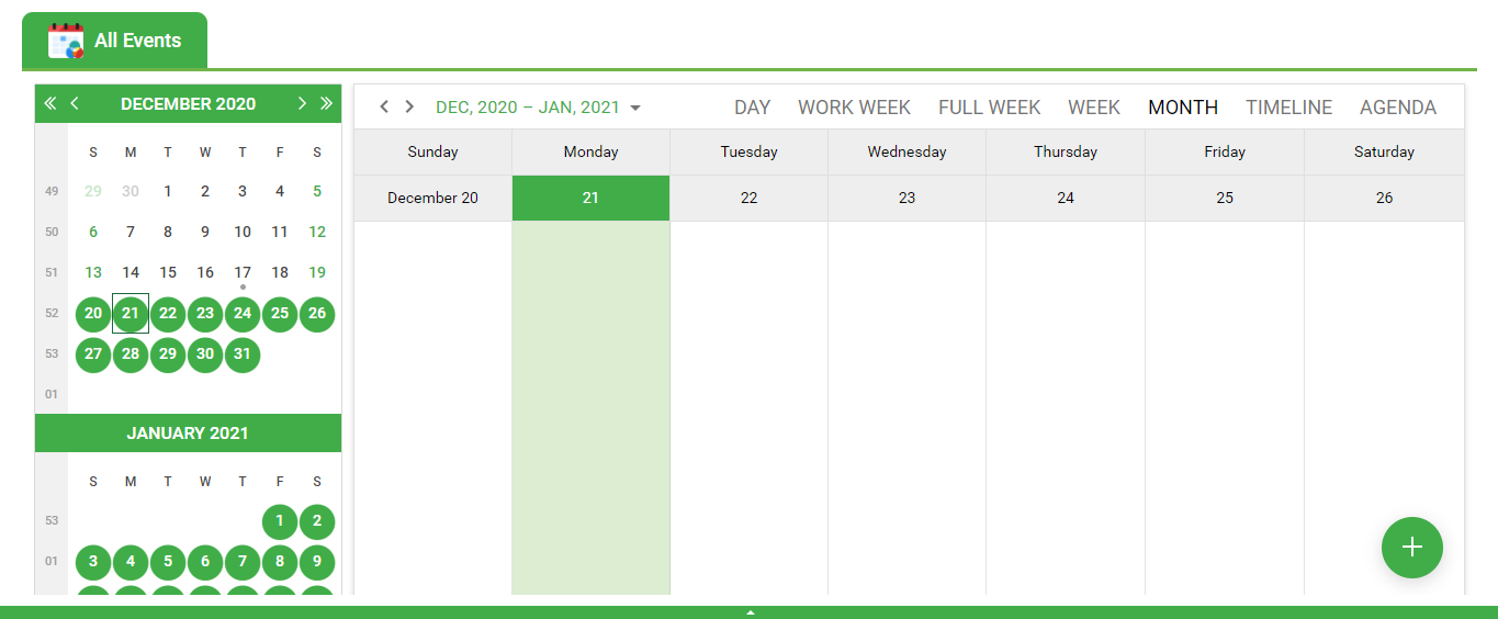 Appointment and Event Calendar Month View